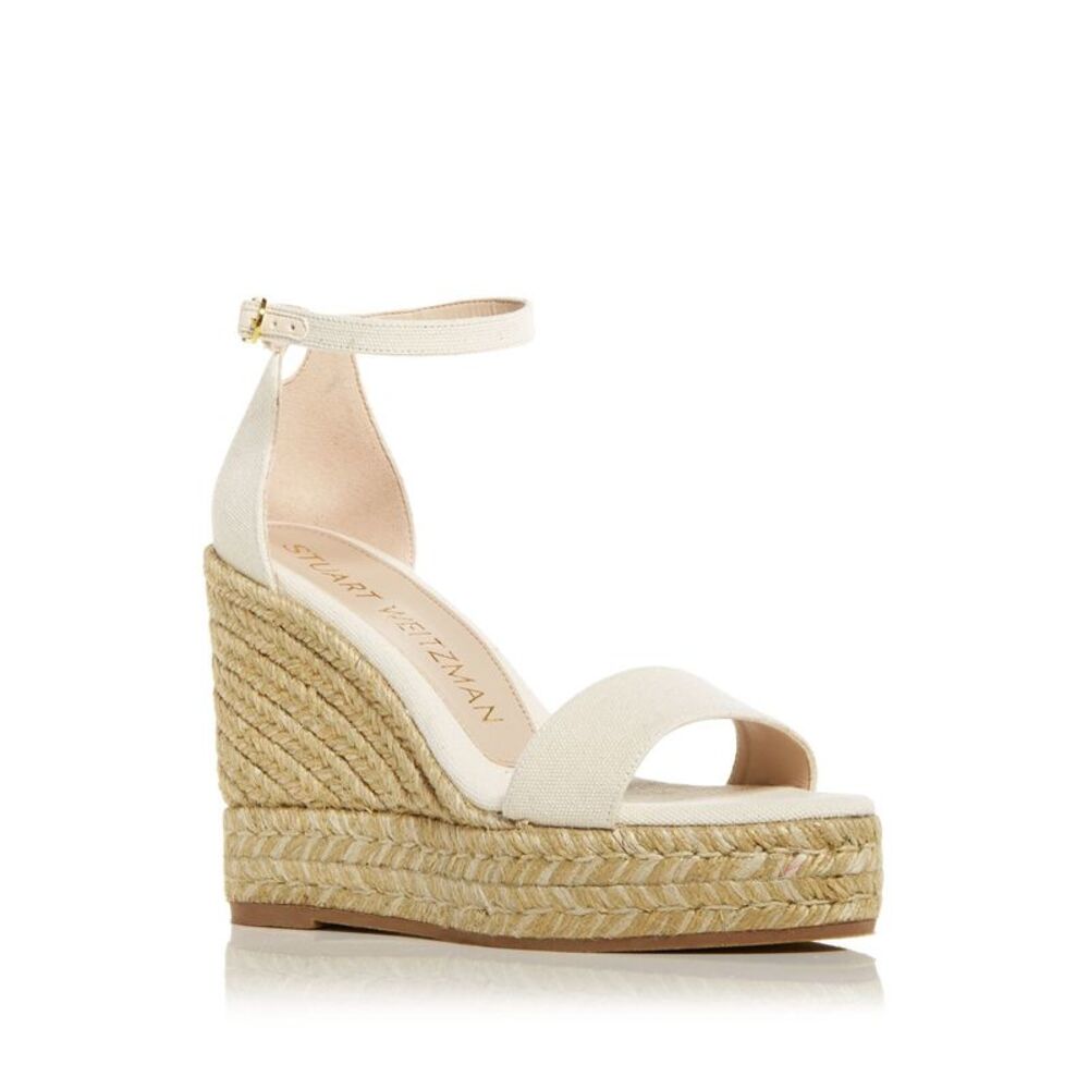 STUART WEITZMAN Womens Beige 1" Platform Floria Almond Wedge Shoes 9.5 C